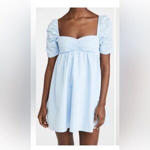 Amanda Uprichard Light Blue Puff Sleeve Babydoll Dress